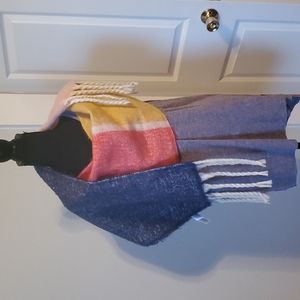 Block Multi Color Fuzzy Scarf